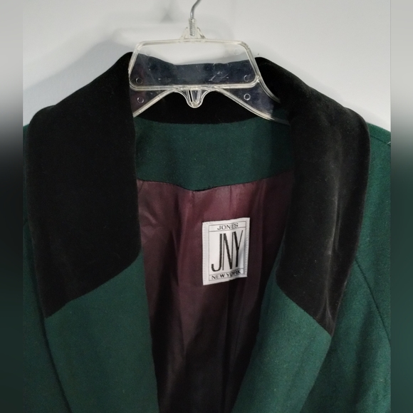 Vintage Jones New York Women's Size L Dark Green Wool Coat - Picture 2 of 7
